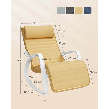 Artikelbild 4 für SONGMICS Schaukelstuhl gelb weiß Stoff 67,0 x 121,5 x 84,0 cm, 1 St., Artikelnummer 290476