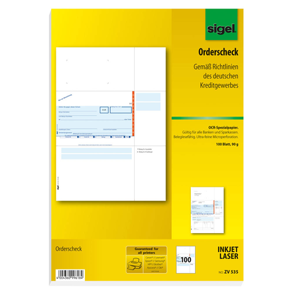 Artikelbild 2 für SIGEL SEPA-Orderscheck Bankformulare ZV535, 100 Blatt, Artikelnummer 508036