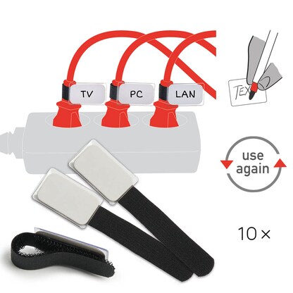 Artikelbild 2 für LABEL THE CABLE Klettkabelbinder MINI TAGS schwarz 9,0 cm x 1,2 cm, 10 St., Artikelnummer 697326
