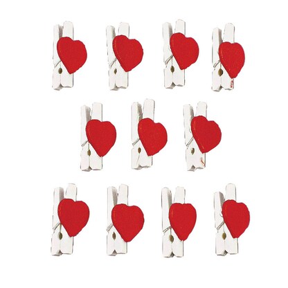 Artikelbild für Rayher Holzklammern weiß/rot mit Herzen, 12 St., Artikelnummer 958405