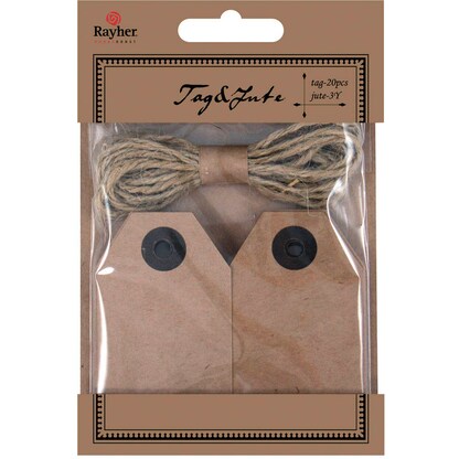 Artikelbild für Rayher Geschenkanhänger braun Tags and Jute, 20 St., Artikelnummer 958413