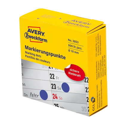 Artikelbild 2 für AVERY Zweckform Klebepunkte 3853 blau Ø 10,0 mm, 800 St., Artikelnummer 416178