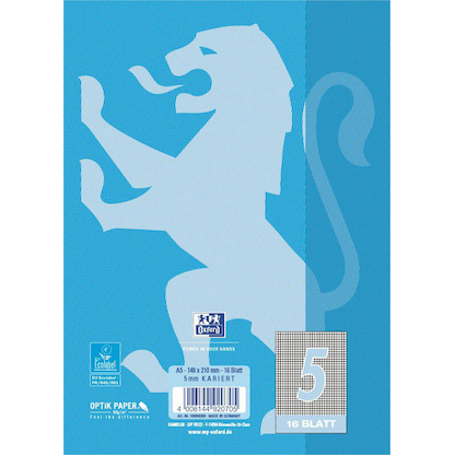 Artikelbild 2 für OXFORD Schulheft Lineatur 5 kariert DIN A5 ohne Rand, 16 Blatt, 1 St., Artikelnummer 658854