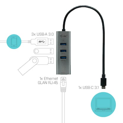 Artikelbild 5 für i-tec® USB-Hub USB-C Metal 3-fach grau, Artikelnummer 662146