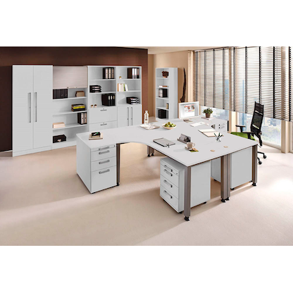 Artikelbild 5 für HAMMERBACHER Akandia Standcontainer lichtgrau 5 Auszüge Stahl-Relinggriff silber 42,8 x 80,0 x 72,0 - 76,0 cm, Artikelnummer 671792