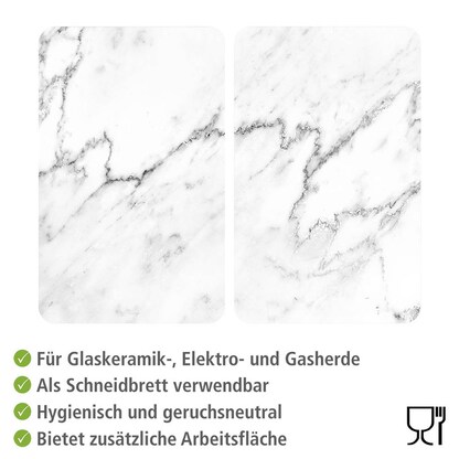 Artikelbild 4 für WENKO Herdabdeckplatten Marmor weiß, grau, 2 St., Artikelnummer 530834