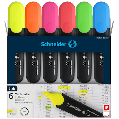 Artikelbild 4 für Schneider Job Textmarker farbsortiert, 6 St., Artikelnummer 317379