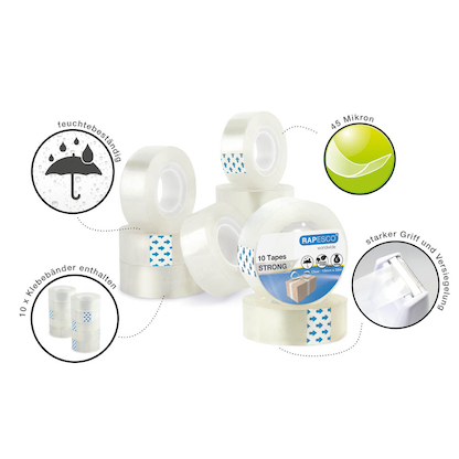 Artikelbild 3 für RAPESCO® Klebefilm transparent 19,0 mm x 33,0 m 10 Rollen, Artikelnummer 715879