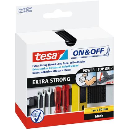 Artikelbild für tesa Klettband ON & OFF® EXTRA STRONG schwarz, 1 Rolle, Artikelnummer 303554