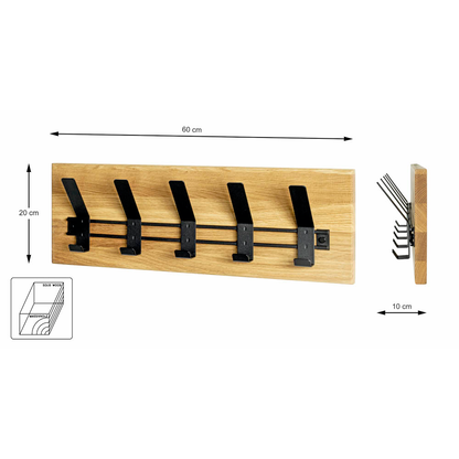 Artikelbild 2 für HAKU Möbel Wandgarderobe 54336 eiche Holz 5 Haken 60,0 x 20,0 cm, Artikelnummer 340418