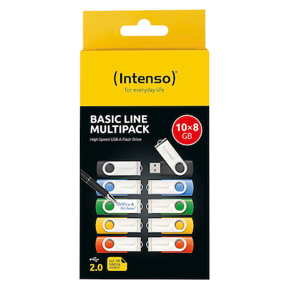 Artikelbild für Intenso USB-Sticks Basic Line blau, gelb, grün, orange, schwarz 8 GB, 10 St., Artikelnummer 453468