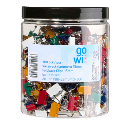 Artikelbild 3 für Gowi Foldbackklammern farbsortiert 1,5 cm, 300 St., Artikelnummer 721619