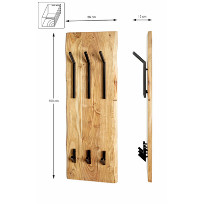 Artikelbild 2 für HAKU Möbel Wandgarderobe 52976 akazie Holz 6 Haken 36,0 x 100,0 cm, Artikelnummer 340259