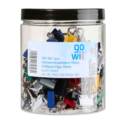 Artikelbild 3 für Gowi Foldbackklammern farbsortiert 1,9 cm, 100 St., Artikelnummer 721627