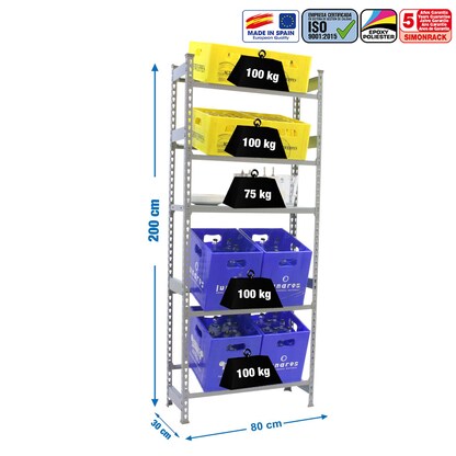 Artikelbild 2 für Simonrack Getränkekistenregal SIMONBOTTLE 8425437087899 grau 80,0 x 30,0 x 200,0 cm, Artikelnummer 353294