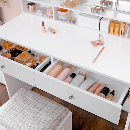 Artikelbild 4 für VASAGLE Schminktisch rechteckig Melamin, Spanplatte weiß 100,0 x 40,0 x 142,0 cm, 1 St., Artikelnummer 438347