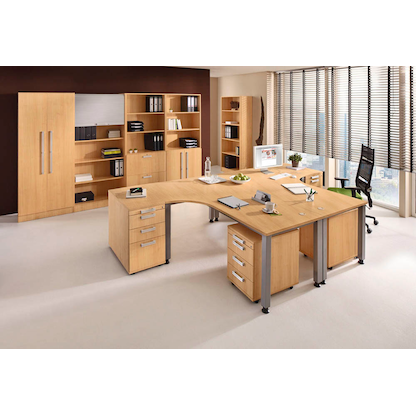 Artikelbild 5 für HAMMERBACHER Anbautisch höhenverstellbar Akandia buche, silber halbrund 60,0 x 80,0 x 65,5 - 82,5 cm, Artikelnummer 626349