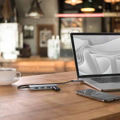 Artikelbild 2 für hama USB-Hub 4-fach grau, Artikelnummer 919199