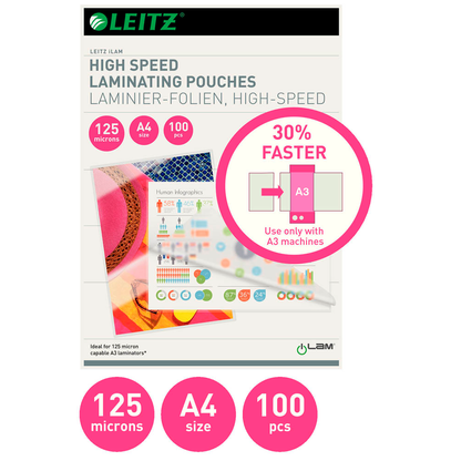 Artikelbild 4 für LEITZ Laminierfolien glänzend für A4 125 micron, 100 St., Artikelnummer 437279