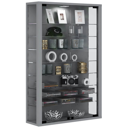 Artikelbild für VCM my home Vitrosa Mini Vitrine silber 8 Fachböden mit Beleuchtung, Artikelnummer 780864