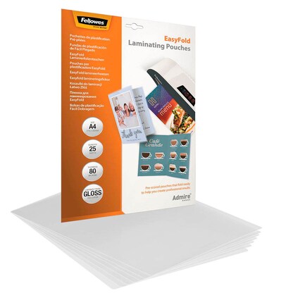 Artikelbild für Fellowes Admire Easy Fold Laminierfolien glänzend für A4 80 micron, 25 St., Artikelnummer 452058