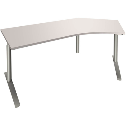 Artikelbild für fm fastline Schreibtisch lichtgrau Bogenform, C-Fuß-Gestell silber 220,0 x 80,0 cm, Artikelnummer 269583