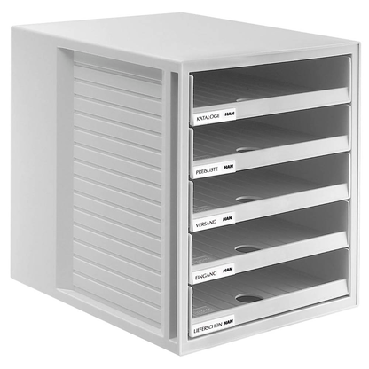 Artikelbild für HAN Schubladenbox Schrank-Set lichtgrau 1401-11D, DIN A4 mit 5 Schubladen, 1 St., Artikelnummer 359018