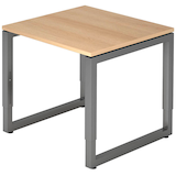 Artikelbild 1 für HAMMERBACHER RS08 höhenverstellbarer Schreibtisch eiche rechteckig, Kufen-Gestell grau 80,0 x 80,0 cm, Artikelnummer 865663