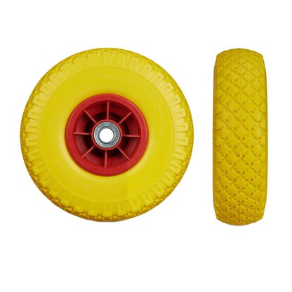Artikelbild 3 für relaxdays Sackkarrenräder luftbereift gelb, rot Vollgummi Felgen, Achse 2,0 cm, Artikelnummer 452377