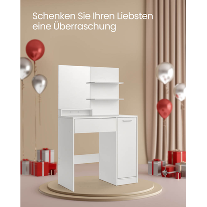 Artikelbild 7 für VASAGLE Schminktisch rechteckig Melamin, Spanplatte weiß 80,0 x 40,0 x 132,0 cm, 1 St., Artikelnummer 438537