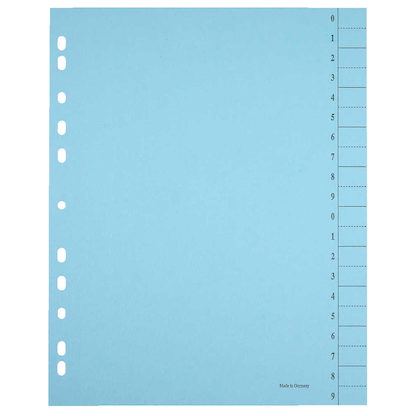 Artikelbild 8 für Trennblätter DIN A4 0-9 farbsortiert, 250 g/qm, 100 Blatt, Artikelnummer 630586
