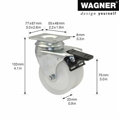 Artikelbild 2 für WAGNER® design yourself Apparate-Doppel-Lenkrolle ECO RO 3277 weiß, Artikelnummer 418176