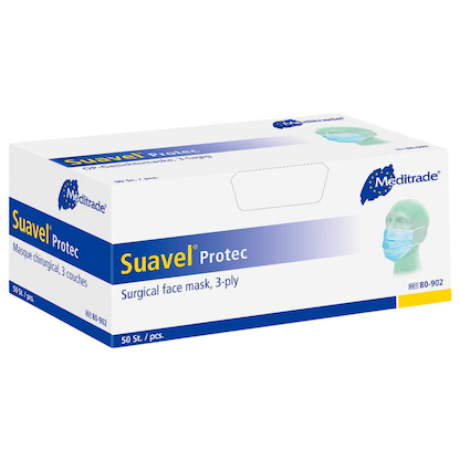 Artikelbild 3 für Meditrade® medizinischer Mundschutz Suavel® Protec DIN EN 14683:2019 Typ II R, 50 St., Artikelnummer 805269