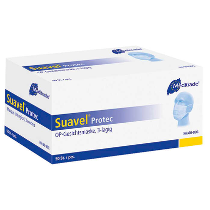 Artikelbild 3 für Meditrade® medizinischer Mundschutz Suavel® Protec DIN EN 14683:2019 Typ II, 50 St., Artikelnummer 805279