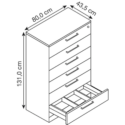 Artikelbild 2 für CP C 3000 Asisto Karteischrank silber 6 Schubladen 80,0 x 43,5 x 131,0 cm, 1 St., Artikelnummer 415836