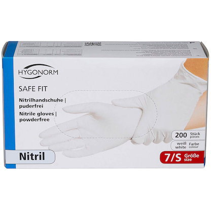 Artikelbild 4 für HYGONORM unisex Einmalhandschuhe SAFE FIT weiß Größe S, 200 St., Artikelnummer 588044