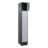 Artikelbild 1 für CP Schließfachschrank Classic PLUS schwarzgrau, weißaluminium 080020-105 S10036, 5 Schließfächer 30,0 x 50,0 x 195,0 cm, Artikelnummer 320547