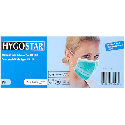 Artikelbild 3 für HYGOSTAR medizinischer Mundschutz DIN EN 14683 Typ II R, 50 St., Artikelnummer 500359