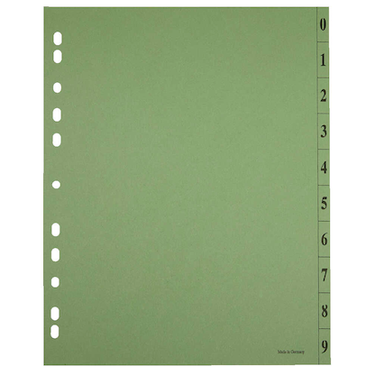 Artikelbild 9 für Trennblätter DIN A4 0-9 farbsortiert, 250 g/qm, 100 Blatt, Artikelnummer 630586