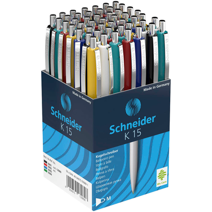 Artikelbild für Schneider Kugelschreiber K15 farbsortiert, Schreibfarbe: blau, 50 St., Artikelnummer 136135