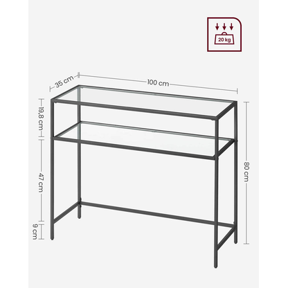 Artikelbild 4 für VASAGLE Konsolentisch rechteckig Glas schwarz 100,0 x 35,0 x 80,0 cm, 1 St., Artikelnummer 289817