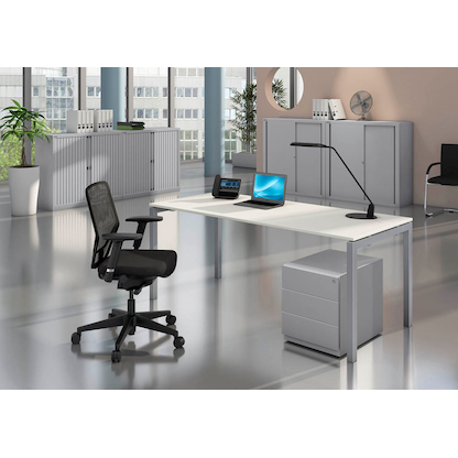 Artikelbild 6 für BISLEY Cito höhenverstellbarer Schreibtisch grauweiß, silber rechteckig, 4-Fuß-Gestell silber 200,0 x 80,0 cm, Artikelnummer 257182