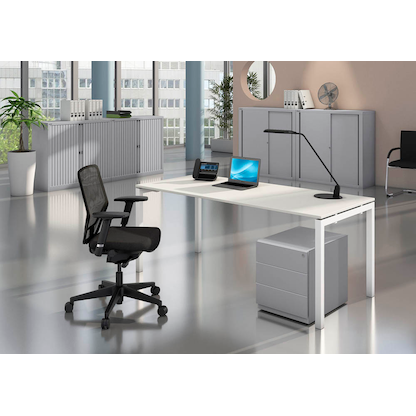 Artikelbild 6 für BISLEY Cito Schreibtisch grauweiß, silber rechteckig, 4-Fuß-Gestell silber 160,0 x 80,0 cm, Artikelnummer 256863