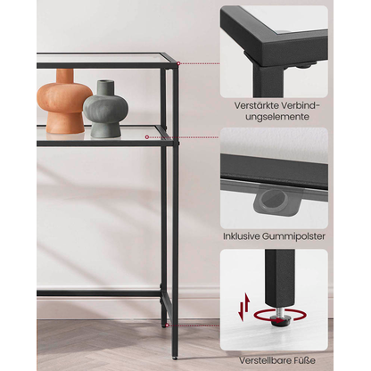Artikelbild 8 für VASAGLE Konsolentisch rechteckig Glas schwarz 100,0 x 35,0 x 80,0 cm, 1 St., Artikelnummer 289817