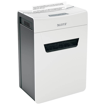 Artikelbild für LEITZ IQ 10X Protect Premium Aktenvernichter mit Partikelschnitt P-4, 4 x 40 mm, bis 10 Blatt, weiß, Artikelnummer 436424