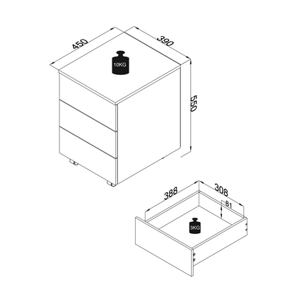 Artikelbild 2 für VCM my office Dalosa Rollcontainer weiß 3 Auszüge 39,0 x 45,0 x 55,0 cm, Artikelnummer 911261