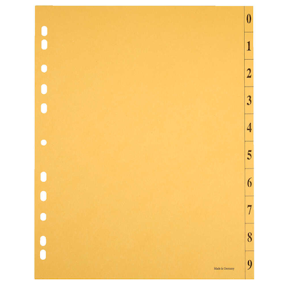Artikelbild 11 für Trennblätter DIN A4 0-9 farbsortiert, 250 g/qm, 100 Blatt, Artikelnummer 630586