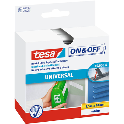 Artikelbild für tesa Klettband ON & OFF® UNIVERSAL weiß, 1 Rolle, Artikelnummer 304263