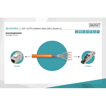 Artikelbild 8 für DIGITUS Ethernet Netzwerkkabel DK-1743-VH-1 100,0 m orange 1.200 MHz, 1 St., Artikelnummer 468649