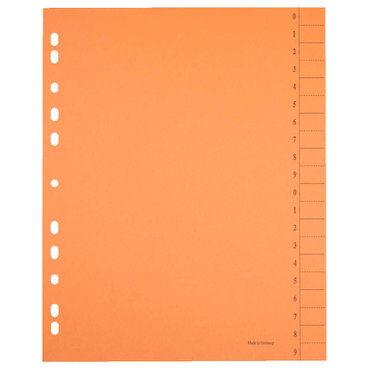 Artikelbild 6 für Trennblätter DIN A4 0-9 farbsortiert, 250 g/qm, 100 Blatt, Artikelnummer 630586